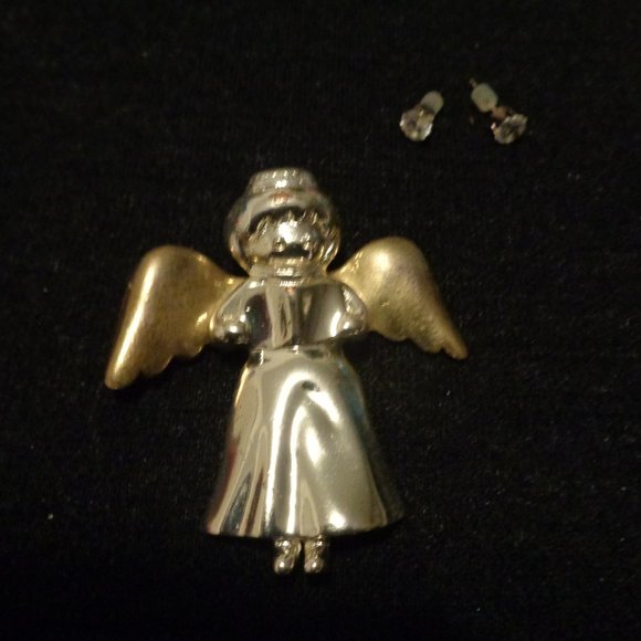 SWEET VINTAGE ANGLE PIN W SHINE TINY EARINGS LOT - Picture 2 of 5